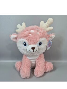 Fuzzy Friends 10" Reindeer Pink Stuffed Plush Animal Toy NWT